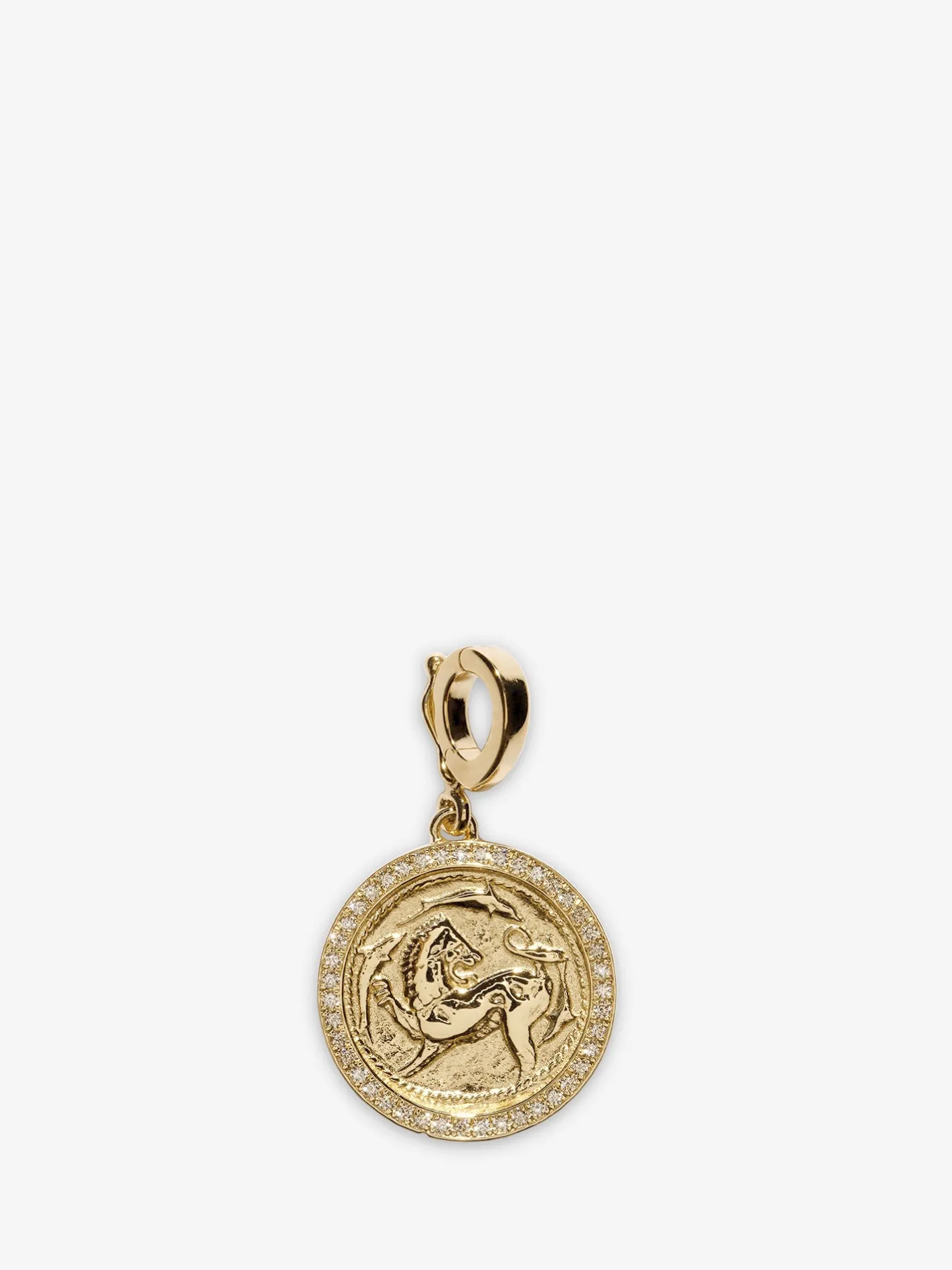Lion and Dolphin Small Pave Coin Charm<AZLEE Jewelry Clearance
