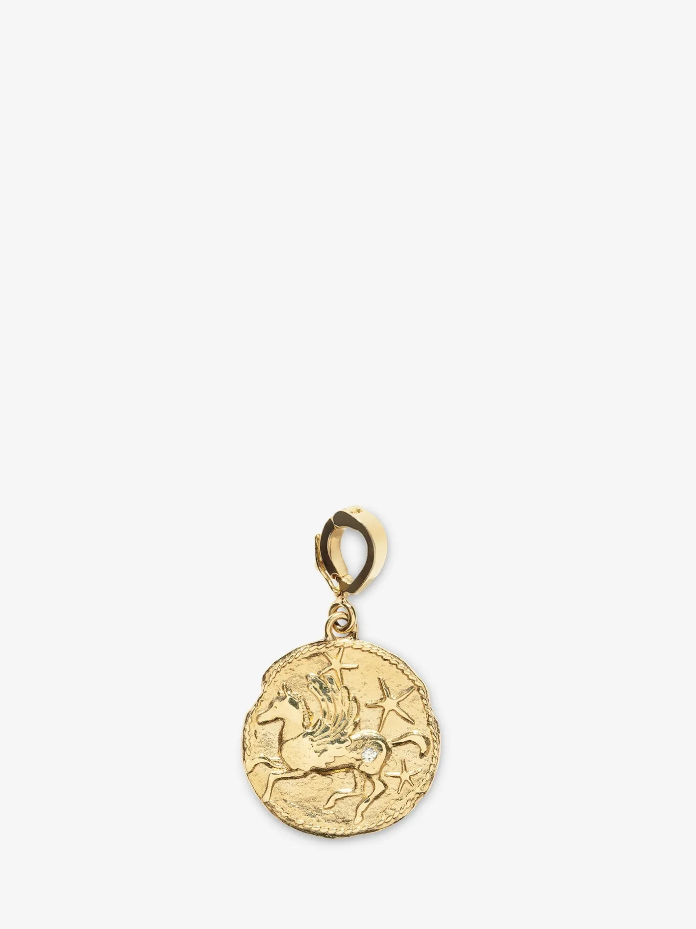 Pegasus Wisdom Small Diamond Coin Charm<AZLEE Jewelry Sale